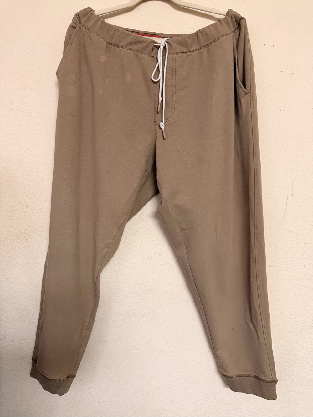 Weatherproof Men's Taupe Joggers with White Drawstring